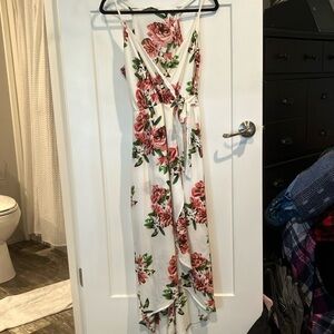 white dress with pink flowers